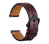 Oil Wax Leather Watch Straps 18mm 20mm 22mm Watchband Full Grain Collection Vintage Quick Release Adjustable Strap(Burgundy-BlackBuckle,22mm)