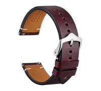 Oil Wax Leather Watch Straps 18mm 20mm 22mm Watchband Full Grain Collection Vintage Quick Release Adjustable Strap(Burgundy-Silver,18mm)