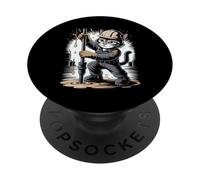 Oil Worker Cat Petroleum Oil Drilling Kitten PopSockets Adhesive PopGrip