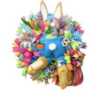 Oilave Easter Wreaths For Front Door, Easter Thief Bunny With Ears Wreath, Door Wreaths Bunny Decorations Outside Home, Easter Reef Decor Happy Spring Outdoor Daisy Garland Farmhouse Flower