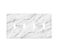 OILbiexn Decorative Switch Plate Cover with Modern Grey White Marble Print Design 4 Gang Artistic Wall Plate Unique Quad Toggle Light Switch Covers Electrical Faceplate for Bathroom Kitchen Wall Decor