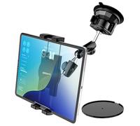 Oilcan Powerful Suction Car Tablet Mount, Vehicle Window Windscreen Dashboard Tablet Holder with Adjustable Metal Arm, Front Car Holder for iPad Pro Air Mini, Galaxy, Fire HD, Phone, 4-12.9"