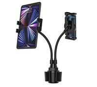 Oilcan Tablet Car Cup Holder Mount, Double Arm Tablet Car Cup Stand Cradle with Strong Long Arm Gooseneck for iPad Mini Air Pro, iPhone, Samsung Galaxy Tab, Lenovo, Huawei (4-12.9 inch)