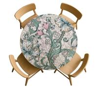Oilcloth PVC Table Cloth-William Morris Oilcloth, Strawberry Thief Willow Bough, Golden Lily Matte Finish Wipe Clean Tablecloth (Golden Lily Blush/Linen, Round 132cm Diameter)