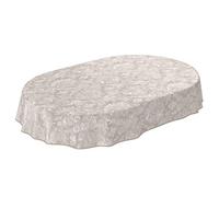 Oilcloth Tablecloth Washable Garden Tablecloth Oilcloth Round Oval Square Indoor Outdoor Baroque Vine Pattern Light Grey/Beige Oval 180 x 140 cm with Hem - Edged