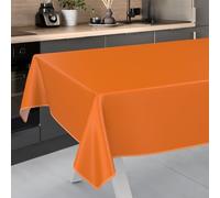ANRO Oilcloth Tablecloth, Washable, Oilcloth, Garden Tablecloth, Outdoor, Indoor, 220 x 140 cm with Hem, Orange