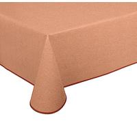 Oilcloth Tablecloth Wipe Clean Non-Slip with Piping Band Square Round Oval Motif Choice of Colours (Linen Texture Terracotta Square 130 x 220 cm)