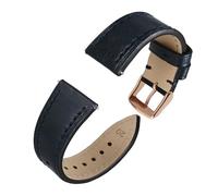 Oiled Waxed Leather Watch Strap Band For Men And Women Quick Release 18 Mm 20mm 22mm Classic Replacement(Blue-Rose Gold,18mm)