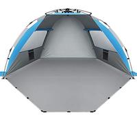 Oileus X-Large 4 Person Beach Tent Sun Shelter - Portable Sun Shade Instant Tent for Beach with Carrying Bag, Stakes, 6 Sand Pockets, Anti UV for Fishing Hiking Camping, Waterproof Windproof, Blue