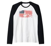 Oilfield Worker American Flag Oil Rig Industrial Silhouette Raglan Baseball Tee