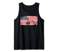 Oilfield Worker American Flag Oil Rig Industrial Silhouette Tank Top