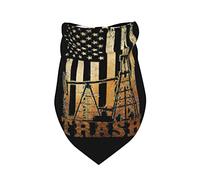 Oilfield Worker - Roughnecks- American Flag Oil Rigs Summer Dog Bandanas Girl Bulk Puppy Kerchief Adjustable Soft Triangle Bibs Accessories for Small Medium Large Puppy Cats