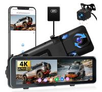 OiLiehu 10.88" 4K Mirror Dash Cam, Smart Rear View Mirror Camera, 4K+1080P Dash Cam Front and Rear, Night Vision, Parking Assist, G-sensor, Loop Record, APP Control, ADAS, BSD, LCA, Include GPS