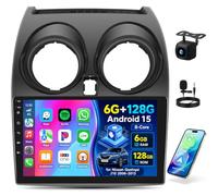 OiLiehu 6G+128G 8-Core Android 15 Car Stereo for Nissan Qashqai J10 2006-2013 with Wireless CarPlay Android Auto, 9'' Touchscreen with WiFi GPS Mirror Link Bluetooth FM RDS DSP EQ SWC Backup Camera
