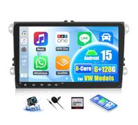 OiLiehu 6G+128G 8-Core Android 15 Car Stereo for VW Passat Golf Seat POLO Leon Tiguan with Wireless CarPlay Android Auto, 9'' Touchscreen with WiFi GPS Bluetooth Mirror Link FM RDS EQ SWC USB Camera