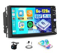 OiLiehu 6G+128G Android 15 Double Din Car Stereo with Wireless CarPlay Android Auto, 7'' Touchscreen Car Radio with WiFi, GPS, Mirror Link, Bluetooth, FM/AM/RDS, SWC, EQ, USB, Type-C, Backup Camera