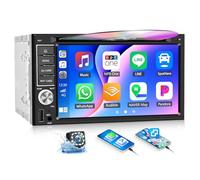 OiLiehu Double Din Car Stereo with CD/DVD Player with CarPlay Android Auto, 6.2" Car Radio 2 Din with Touchscreen, Mirror Link, Bluetooth, FM/AM Radio, USB, AUX, EQ, Subwoofer, SWC, Backup Camera
