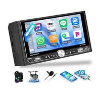 OiLiehu Double Din Car Stereo with Wireless CarPlay Android Auto, 6.8" Car Radio with IPS Touchscreen, MP5 Multimedia Player with Mirror Link, Bluetooth, FM/AM/RDS, USB, Type-C, EQ, SWC, Back Camera