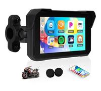 OiLiehu Motorcycle GPS Wireless Portable CarPlay and Android Auto, 5" Waterproof Motorcycle Display with Bluetooth, Brightness Adjustment, Tire Pressure Detection, Removable Stand, Plug and Play