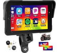 OiLiehu Motorcycle GPS Wireless Portable CarPlay and Android Auto, 5" Waterproof Motorcycle Display with Brightness Adjustment, Tire Pressure Detection, Removable Stand, Plug and Play