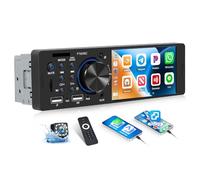 OiLiehu Single Din Car Stereo with Wired CarPlay Android Auto, 4" Car Radio with Touchscreen, MP5 Multimedia Player with Mirror Link, Bluetooth, FM, USB 2.0, TF-Port, EQ, SWC, AUX-IN, Backup Camera