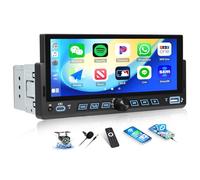 OiLiehu Single Din Car Stereo with Wireless CarPlay Android Auto, 6.86" Car Radio 1 Din with Touchscreen, MP5 Multimedia Player with Mirror Link, Bluetooth, FM, USB, Type-C, EQ, SWC, Back Camera