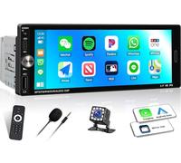 OiLiehu Single Din Car Stereo with Wireless CarPlay Android Auto, 6.9" IPS Touchscreen, 1 Din MP5 Multimedia Player with Mirror Link, Bluetooth 5.2, FM, USB, Type-C Charge, EQ, SWC, Backup Camera