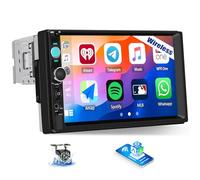 OiLiehu Single Din Car Stereo with Wireless CarPlay Android Auto, 7" Car Radio with Touchscreen, MP5 Multimedia Player with Mirror Link, Bluetooth, FM, USB, AUX, EQ, TF-Port, SWC, Backup Camera