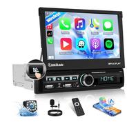 OiLiehu Single Din Touchscreen Car Stereo with Wireless CarPlay Android Auto, 7'' Flip Out Car Screen with Bluetooth, Mirror Link, FM Radio, EQ, SWC, AUX-IN, 2 USB, TF-Port, Camera