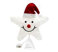 Oilmal Christmas Tree Top Decoration Christmas Tree Decor Led Shining Star With Smile Face And Festive Hat Holiday Ornament Christmas Hat