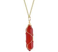 Oilmal Red Crystal Necklace, Carnelian Necklace Crystal Red Agate Pendant Jewelry Decoration Gemstone Pendant Spiral Wire Wrapped Gift for Girls Boys