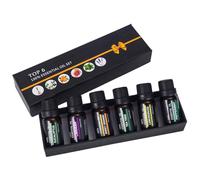 Oils Set - 100% Pure & Aromatherapy Kit - 6 X 10ml Bottles: Lavender, Peppermint, Tea Tree, Eucalyptus, Orange & Lemongrass - for Diffuser, Massage & Humidifier