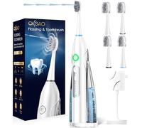 OILSAO Electric Toothbrush with Water Flosser: All-in-One Oral Care with 3 Sonic Cleaning Modes, 5 Flossing Speeds, 4 Brush Heads, Portable for Adults Teeth Cleaning and Plaque Removal,White