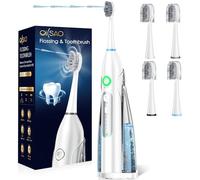 OILSAO Electric Toothbrush with Water Flosser: All-in-One Oral Care with 3 Sonic Cleaning Modes, 5 Flossing Speeds, 4 Brush Heads, Portable for Adults Teeth Cleaning and Plaque Removal,White