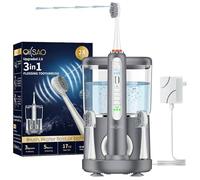 OILSAO Electric Toothbrush with Water Flosser Combo in One, Professional Flossing Toothbrush for Teeth Cleaning and Flossing, Plaque Removal, Rechargeable, 5 Brush Modes & 3 Flossing Speeds, 500ML