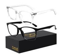 Oilway - Blue Light Blocking Glasses for Reading/Gaming/TV/Phones, Fashion Anti Eye Strain Glasses for Women Men, H3-black+transparent, 52