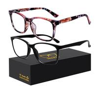 Oilway - Blue Light Blocking Glasses for Reading/Gaming/TV/Phones, Fashion Anti Eye Strain Glasses for Women Men, H1-black+baohua, 17.5 UK
