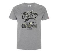 Oily Rag Bobber T100 Motorcycle Club Men's T-Shirt Top Tee Original - Oil and Cloth British Vintage Retro Biker Motorbike Enthusiast Gifts Presents (Medium, Heather Grey)