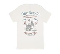 Oily Rag Cotswold Speedway Flat Track T-Shirt, Motorbike Tee (XL) Off-White