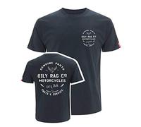 Oily Rag Men's T-Shirt Parts & Service Motorcycle Biker T-Shirt (Front and Back Print) Denim Blue
