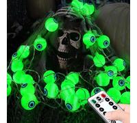 Oimaik Halloween Decorations String Lights, 14.8Ft 30 LED 8 Modes Waterproof Eyeball Lights with Remote Control for Indoor Outdoor Garden Halloween Party Decoration, Battery Powered