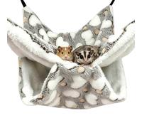 OINEEDU Guinea Pig Sugar Glider Hammock for Cage 11‘’x11‘’,Machine Washable | Fits:Ferret,Hamster,Rat,Gerbil.NOT for:Chinchilla,Rabbit.Thick coral fleece.Double-decker.Love Coffee Pattern.