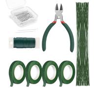 OINETRK Floral Arrangement Kit with 4 Green Tapes and Wire, Wire Cutter, Boutonniere Flower pin for Wreath Making Supplies