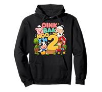 Oink Baa Moo I'm 2 Farm 2nd Birthday Kids 2 Yrs Old Party Pullover Hoodie