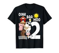 Oink Baa Moo I'm 2 Farm Theme Birthday Gift 2 Yrs Old T-Shirt