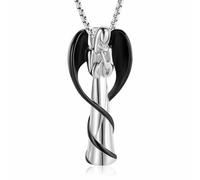 Oinsi Angel Lady Stainless Steel Cremation Pendant Necklace Ashes Keepsake Holder Memorial Urn Jewelry for Human Ashes, Stainless Steel, No Gemstone