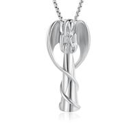 Oinsi Angel Lady Stainless Steel Cremation Pendant Necklace Ashes Keepsake Holder Memorial Urn Jewelry for Human Ashes, Stainless Steel, No Gemstone