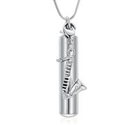 Oinsi Car Charm & Cylinder Urn Necklace for Ashes Stainless Steel Tube Cremation Urn Jewelry Necklace for Ashes Memorial Keepsake Gifts, Stainless Steel, No Gemstone