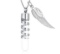 Oinsi Clear Glass Tube Cremation Urn Jewelry Ashes Holder Necklace Keepsake Memorial Pendant Including Box/Fill Kits, Stainless Steel, Diamond