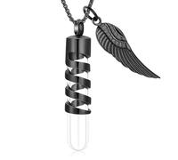 Oinsi Clear Glass Tube Cremation Urn Jewelry Ashes Holder Necklace Keepsake Memorial Pendant Including Box/Fill Kits, Stainless Steel, Diamond